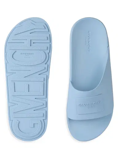 Givenchy Men's Label Slide Mules in Rubber - Light Blue - Size 13 | Thumbnail 5