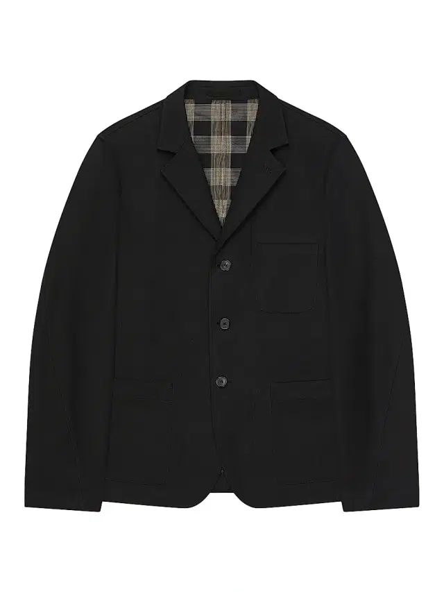 Men's Single-Breasted Deconstructed Jacket in Cotton - Black