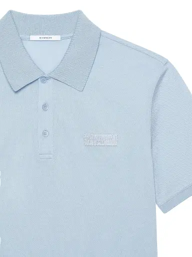 Givenchy Men's Polo Shirt in Cotton with Logo Gros Grain - Light Blue | Thumbnail 3