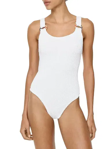 Burberry Women's x Hunza G Domino Check Ring One-Piece Swimsuit | Thumbnail 2 Burberry Women's x Hunza G Domino Check Ring One-Piece Swimsuit | Thumbnail 2
