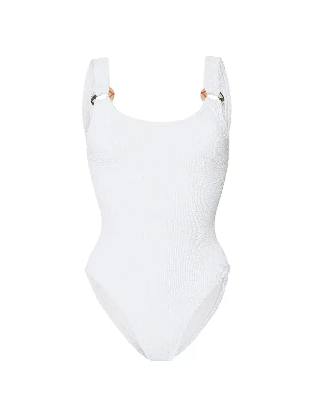 Burberry Women's  x Hunza G Domino Check Ring One-Piece Swimsuit - White