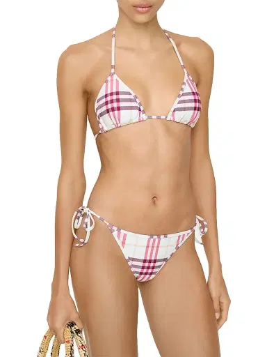 Burberry Women's Saide Check Bikini Bottom - Aubergine Purple | Thumbnail 3