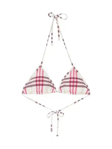 Burberry Women's Sadie Check Triangle Bikini Top - Aubergine Purple | Thumbnail 1 Burberry Women's Sadie Check Triangle Bikini Top - Aubergine Purple | Thumbnail 1