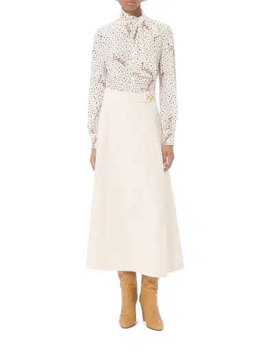 Valentino Garavani Women's Crepe Couture Midi Skirt - Vanilla | Thumbnail 2