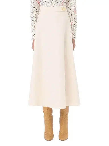 Valentino Garavani Women's Crepe Couture Midi Skirt - Vanilla | Thumbnail 3