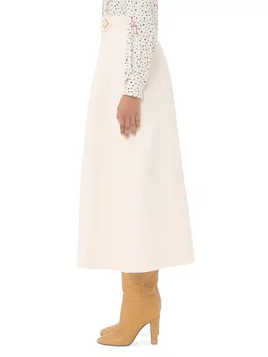 Valentino Garavani Women's Crepe Couture Midi Skirt - Vanilla | Thumbnail 4