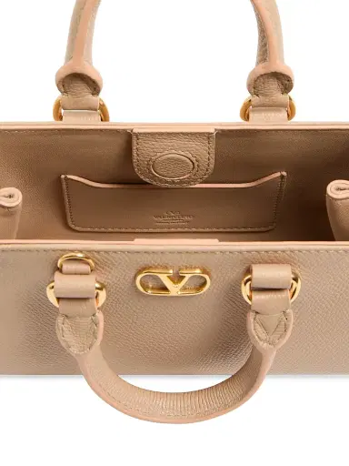 Valentino Garavani Women's Mini VLogo Signature Top Handle Bag in Grainy Calfskin - Beige | Thumbnail 5