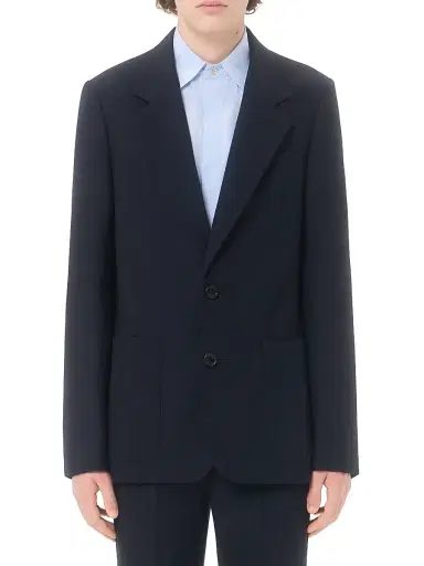 Valentino Garavani Men's Single-Breasted Jacket in Natté Wool - Dark Blue - Size 40 | Thumbnail 2 Valentino Garavani Men's Single-Breasted Jacket in Natté Wool - Dark Blue - Size 40 | Thumbnail 2