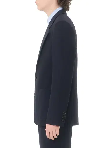 Valentino Garavani Men's Single-Breasted Jacket in Natté Wool - Dark Blue - Size 40 | Thumbnail 3 Valentino Garavani Men's Single-Breasted Jacket in Natté Wool - Dark Blue - Size 40 | Thumbnail 3
