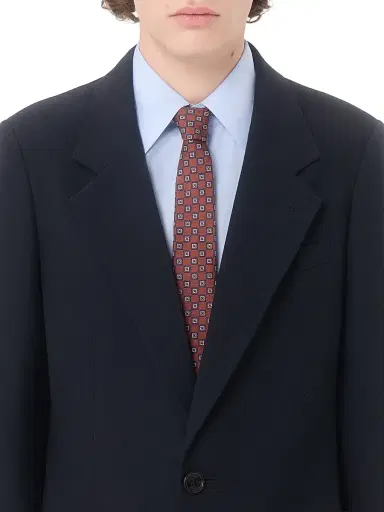 Valentino Garavani Men's Single-Breasted Jacket in Natté Wool - Dark Blue - Size 40 | Thumbnail 5 Valentino Garavani Men's Single-Breasted Jacket in Natté Wool - Dark Blue - Size 40 | Thumbnail 5