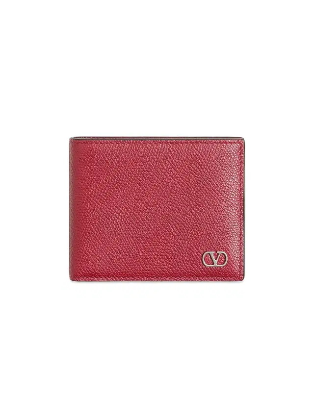 Valentino Garavani Men's VLogo Signature Grainy Calfskin Wallet - Red