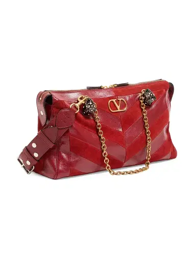 Valentino Garavani Women's Panthea Medium Shoulder Bag in Suede and Nappa - Red | Thumbnail 3 Valentino Garavani Women's Panthea Medium Shoulder Bag in Suede and Nappa - Red | Thumbnail 3