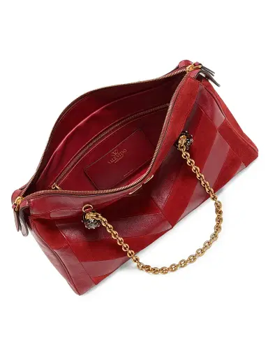 Valentino Garavani Women's Panthea Medium Shoulder Bag in Suede and Nappa - Red | Thumbnail 5 Valentino Garavani Women's Panthea Medium Shoulder Bag in Suede and Nappa - Red | Thumbnail 5