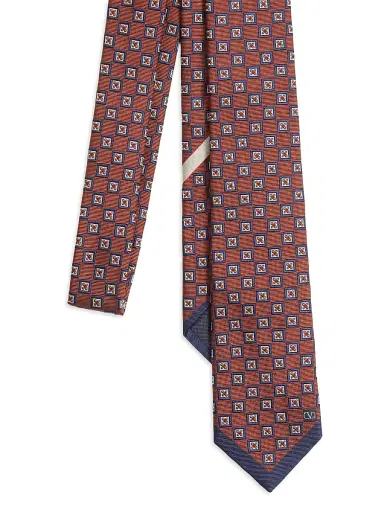 Valentino Garavani Men's Silk Jacquard Tie with Geometric Pattern | Thumbnail 3 Valentino Garavani Men's Silk Jacquard Tie with Geometric Pattern | Thumbnail 3