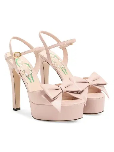 Valentino Garavani Women's Bowow 130MM Kidskin Platform Sandals with Bow Detail - Pink - Size 12 | Thumbnail 2