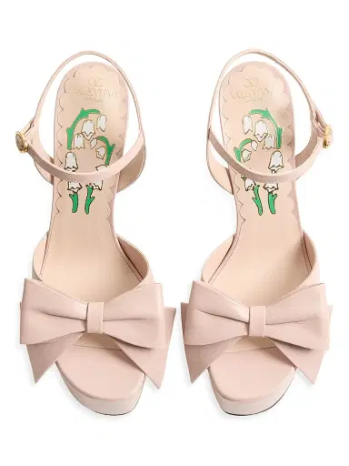 Valentino Garavani Women's Bowow 130MM Kidskin Platform Sandals with Bow Detail - Pink - Size 12 | Thumbnail 4