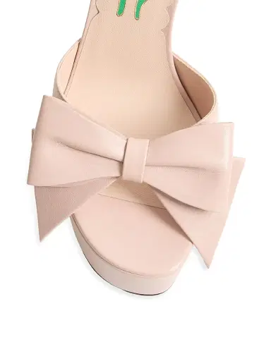 Valentino Garavani Women's Bowow 130MM Kidskin Platform Sandals with Bow Detail - Pink - Size 12 | Thumbnail 5