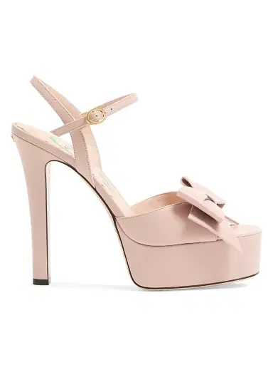 Valentino Garavani Women's Bowow 130MM Kidskin Platform Sandals with Bow Detail - Pink - Size 12 | Thumbnail 1
