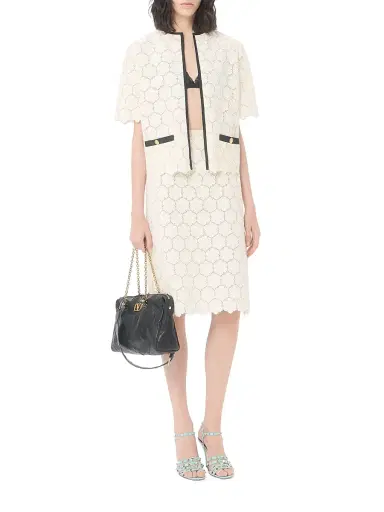 Valentino Garavani Women's Jacket in Fleurs Cotton - Latte Black - Size 6 | Thumbnail 2 Valentino Garavani Women's Jacket in Fleurs Cotton - Latte Black - Size 6 | Thumbnail 2