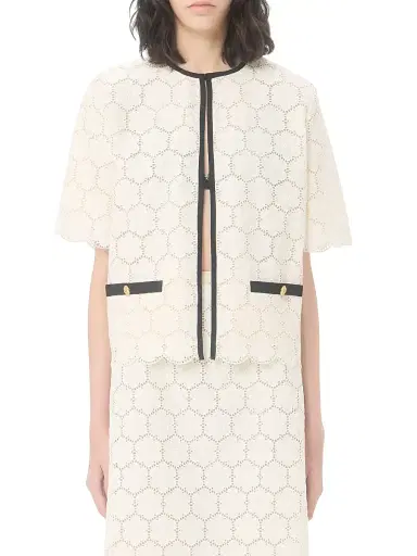 Valentino Garavani Women's Jacket in Fleurs Cotton - Latte Black - Size 6 | Thumbnail 3 Valentino Garavani Women's Jacket in Fleurs Cotton - Latte Black - Size 6 | Thumbnail 3