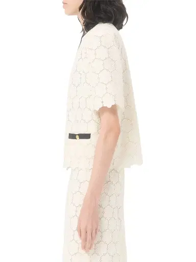Valentino Garavani Women's Jacket in Fleurs Cotton - Latte Black - Size 6 | Thumbnail 4 Valentino Garavani Women's Jacket in Fleurs Cotton - Latte Black - Size 6 | Thumbnail 4