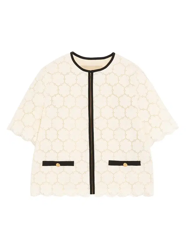 Valentino Garavani Women's Jacket in Fleurs Cotton - Latte Black
