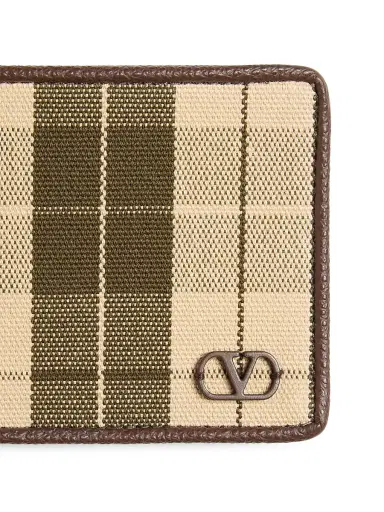 Valentino Garavani Men's VLogo Signature Wallet in Checked Fabric - Green Beige | Thumbnail 3 Valentino Garavani Men's VLogo Signature Wallet in Checked Fabric - Green Beige | Thumbnail 3