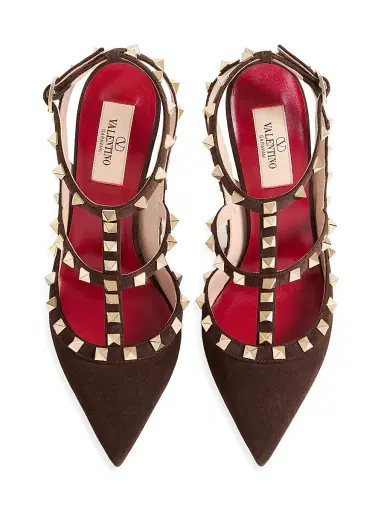 Valentino Garavani Women's Rock Stud 100MM Suede Pumps - Ebony - Size 11.5 | Thumbnail 4 Valentino Garavani Women's Rock Stud 100MM Suede Pumps - Ebony - Size 11.5 | Thumbnail 4