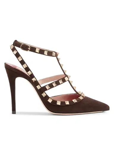 Valentino Garavani Women's Rock Stud 100MM Suede Pumps - Ebony - Size 11.5 | Thumbnail 1 Valentino Garavani Women's Rock Stud 100MM Suede Pumps - Ebony - Size 11.5 | Thumbnail 1