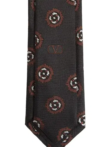 Valentino Garavani Men's Valentie Silk Jacquard Tie with Geometric Pattern | Thumbnail 2 Valentino Garavani Men's Valentie Silk Jacquard Tie with Geometric Pattern | Thumbnail 2