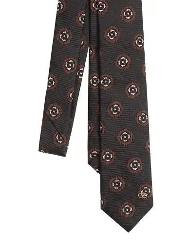 Valentino Garavani Men's Valentie Silk Jacquard Tie with Geometric Pattern | Thumbnail 3 Valentino Garavani Men's Valentie Silk Jacquard Tie with Geometric Pattern | Thumbnail 3