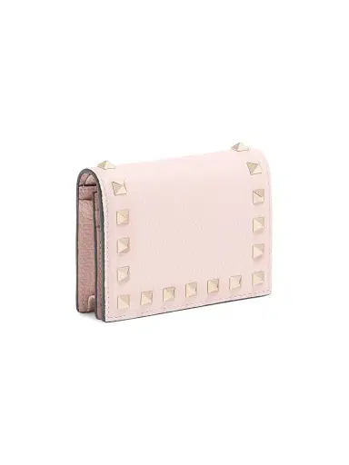 Valentino Garavani Women's Rockstud Grainy Calfskin Leather Wallet - Pink | Thumbnail 2