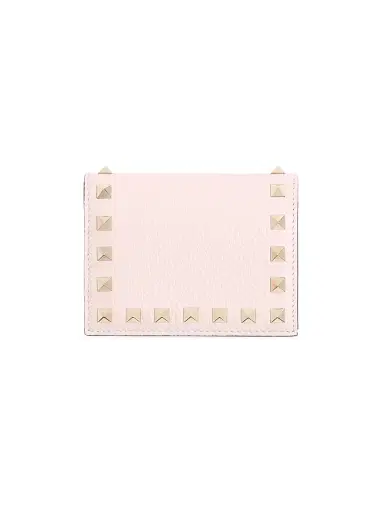 Valentino Garavani Women's Rockstud Grainy Calfskin Leather Wallet - Pink | Thumbnail 3