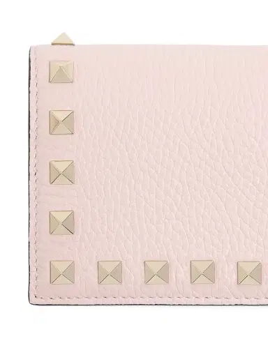 Valentino Garavani Women's Rockstud Grainy Calfskin Leather Wallet - Pink | Thumbnail 4