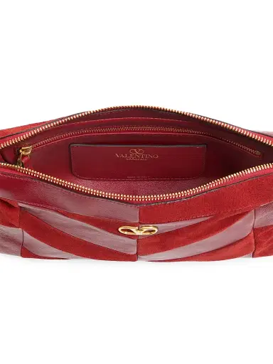 Valentino Garavani Women's Panthea Small Shoulder Bag in Suede and Nappa - Red | Thumbnail 5