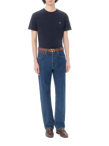 Valentino Garavani Men's Cotton T-Shirt with VLogo Embroidery - Navy - Size XXL | Thumbnail 2 Valentino Garavani Men's Cotton T-Shirt with VLogo Embroidery - Navy - Size XXL | Thumbnail 2