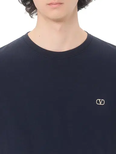 Valentino Garavani Men's Cotton T-Shirt with VLogo Embroidery - Navy - Size XXL | Thumbnail 6 Valentino Garavani Men's Cotton T-Shirt with VLogo Embroidery - Navy - Size XXL | Thumbnail 6