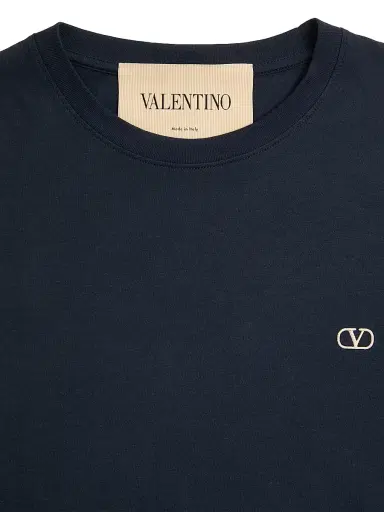 Valentino Garavani Men's Cotton T-Shirt with VLogo Embroidery - Navy - Size XXL | Thumbnail 7 Valentino Garavani Men's Cotton T-Shirt with VLogo Embroidery - Navy - Size XXL | Thumbnail 7