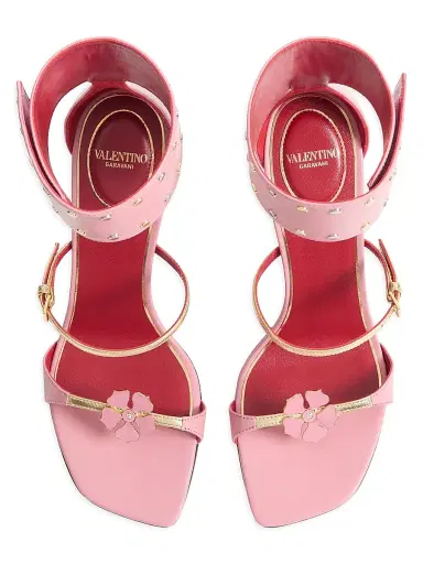 Valentino Garavani Women's Kidskin Cuffie 100MM Sandals | Thumbnail 3