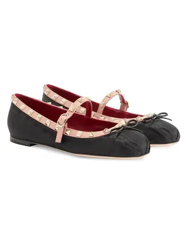Valentino Garavani Women's Rockstud Mary-Jane Ballets - Black - Size 12 | Thumbnail 2 Valentino Garavani Women's Rockstud Mary-Jane Ballets - Black - Size 12 | Thumbnail 2