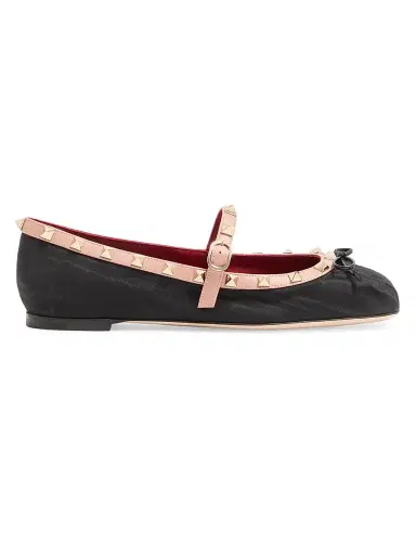 Valentino Garavani Women's Rockstud Mary-Jane Ballets - Black - Size 12 | Thumbnail 1 Valentino Garavani Women's Rockstud Mary-Jane Ballets - Black - Size 12 | Thumbnail 1