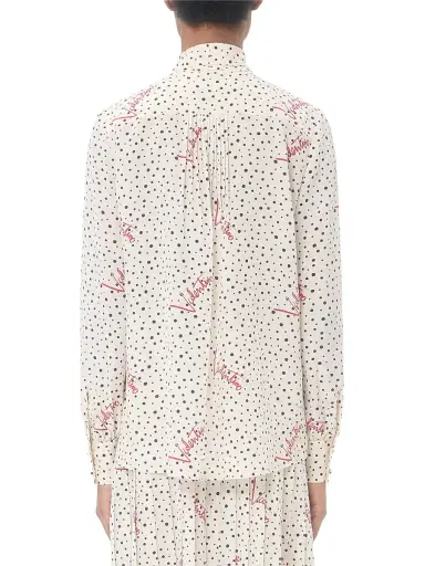 Valentino Garavani Women's Plus De Pois Crepe De Chine Bubble Shirt - Vanilla Multicolor | Thumbnail 5
