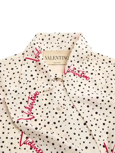 Valentino Garavani Women's Plus De Pois Crepe De Chine Bubble Shirt - Vanilla Multicolor | Thumbnail 7