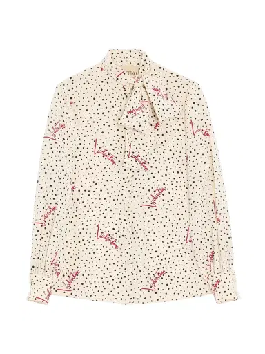 Valentino Garavani Women's Plus De Pois Crepe De Chine Bubble Shirt - Vanilla Multicolor | Thumbnail 1
