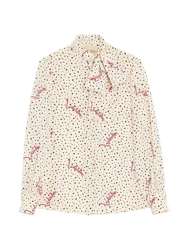 Women's Plus De Pois Crepe De Chine Bubble Shirt - Vanilla Multicolor