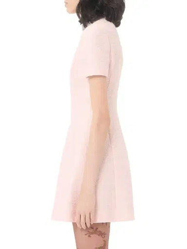 Valentino Garavani Women's Embroidered Crinkle Cotton Tweed Short Dress - Pink | Thumbnail 4