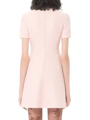 Valentino Garavani Women's Embroidered Crinkle Cotton Tweed Short Dress - Pink | Thumbnail 5