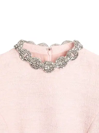 Valentino Garavani Women's Embroidered Crinkle Cotton Tweed Short Dress - Pink | Thumbnail 7
