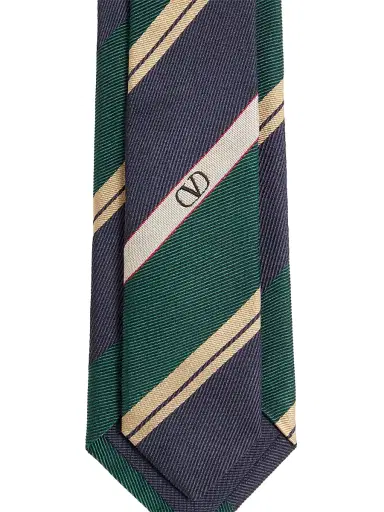 Valentino Garavani Men's Jacquard Regimental Silk Tie | Thumbnail 2 Valentino Garavani Men's Jacquard Regimental Silk Tie | Thumbnail 2