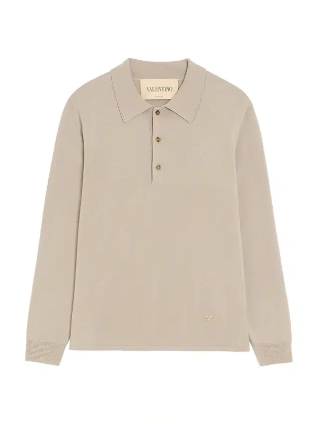 Men's Wool Polo Shirt with VLogo - Beige